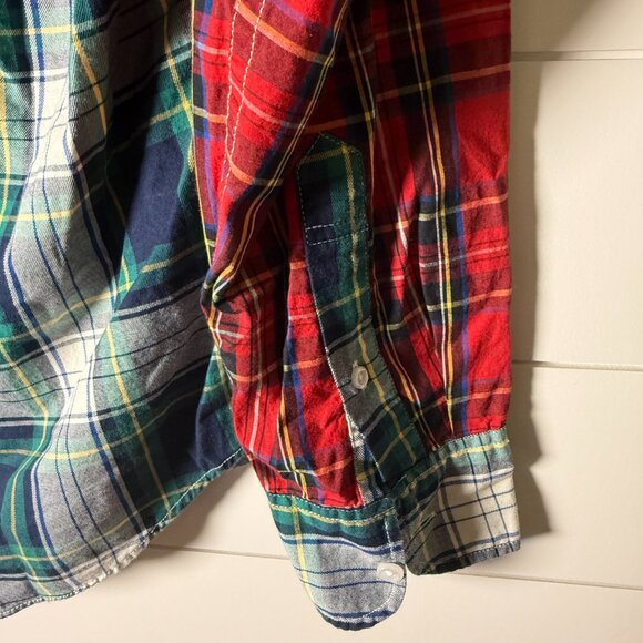 J Crew Re-Imagined Plaid Patchwork Flex Washed Slim Untucked Sz Medium - Picture 5 of 10